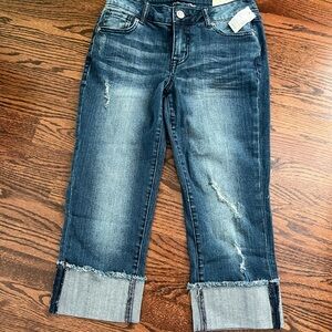 NWT New Maurices Blue Ankle Cropped Jeans with Distressed Details